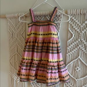 Charming Pink and Yellow Striped Kids Dress